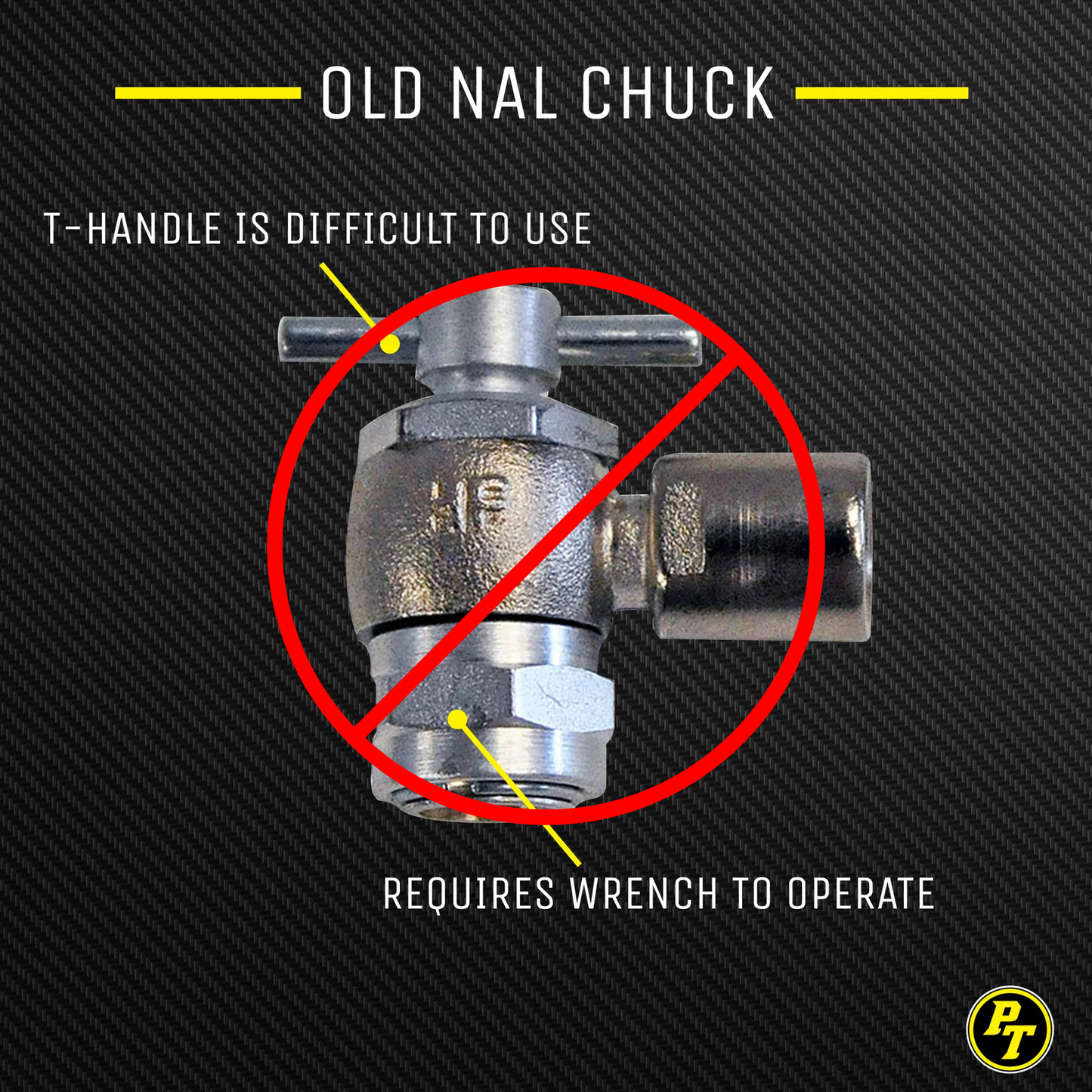 PT Shock Chuck™ Xtra Long - No Air Loss (NAL) Tire and Shock chuck - 1000 psi WP