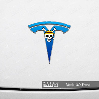 One Piece Tesla Emblem Decals (Front + Back) | Model 3