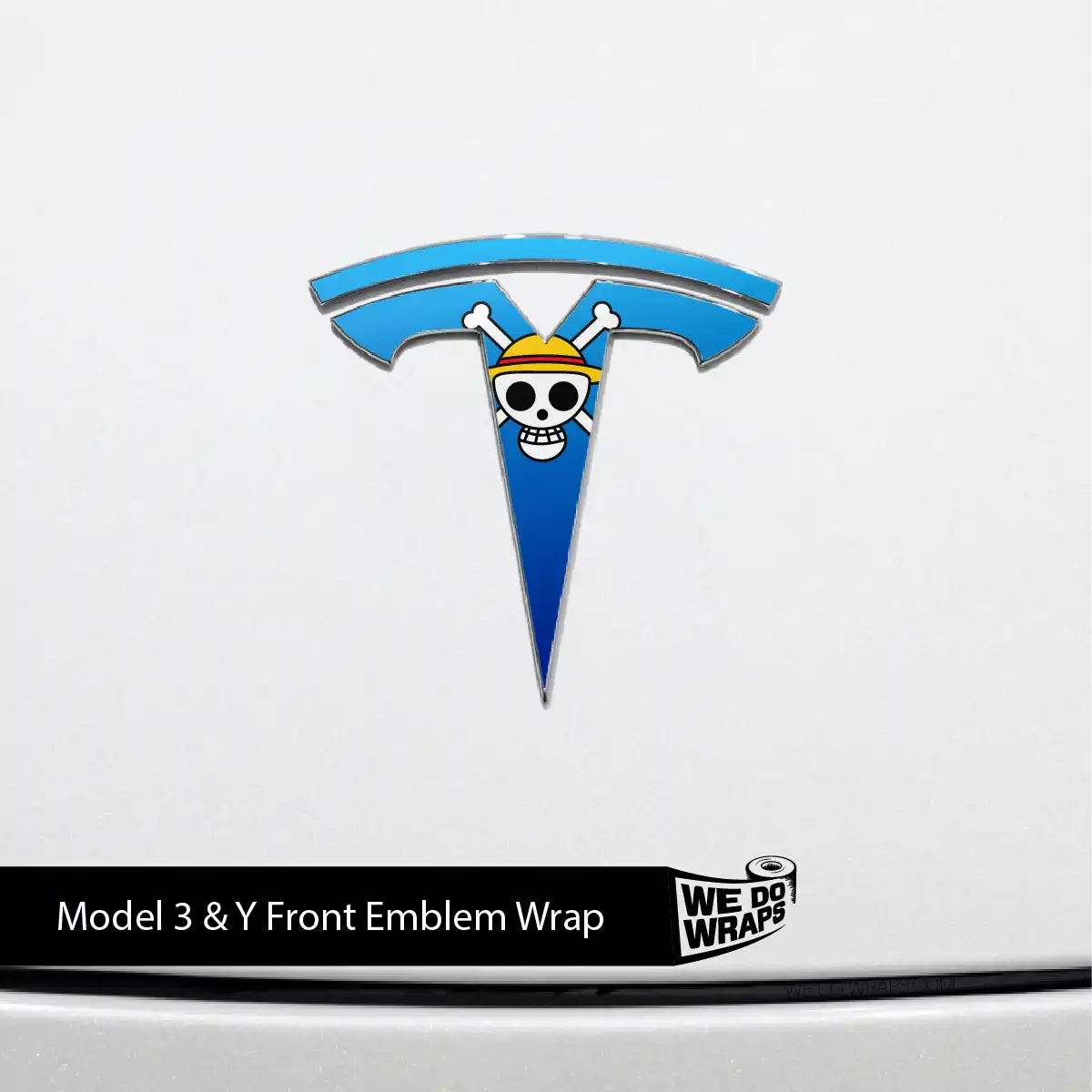 Straw Hat Pirate Tesla Emblem Decals (Front + Back) | Model Y