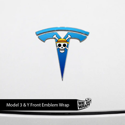 Straw Hat Pirate Tesla Emblem Decals (Front + Back) | Model Y
