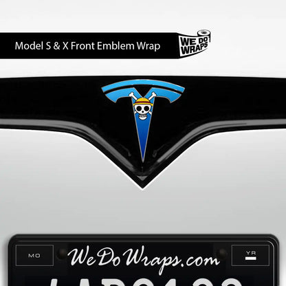 Straw Hat Pirate Tesla Emblem Decals (Front + Back) | Model X