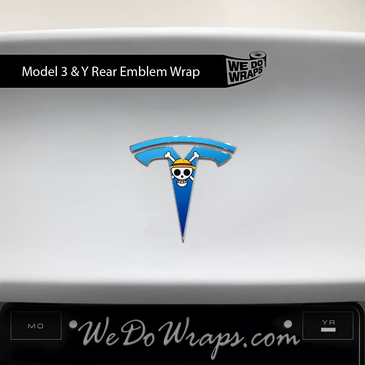 Straw Hat Pirate Tesla Emblem Decals (Front + Back) | Model Y