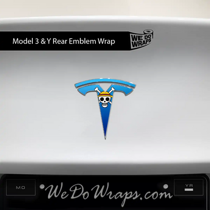 Straw Hat Pirate Tesla Emblem Decals (Front + Back) | Model Y