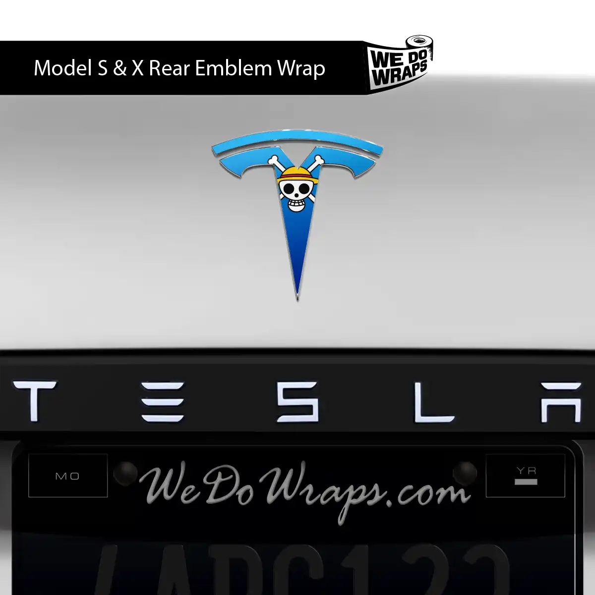 Straw Hat Pirate Tesla Emblem Decals (Front + Back) | Model S