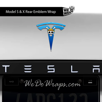 Straw Hat Pirate Tesla Emblem Decals (Front + Back) | Model S