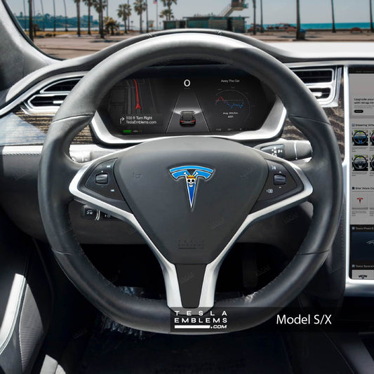 One Piece Tesla Steering Wheel Emblem Decal | Model X