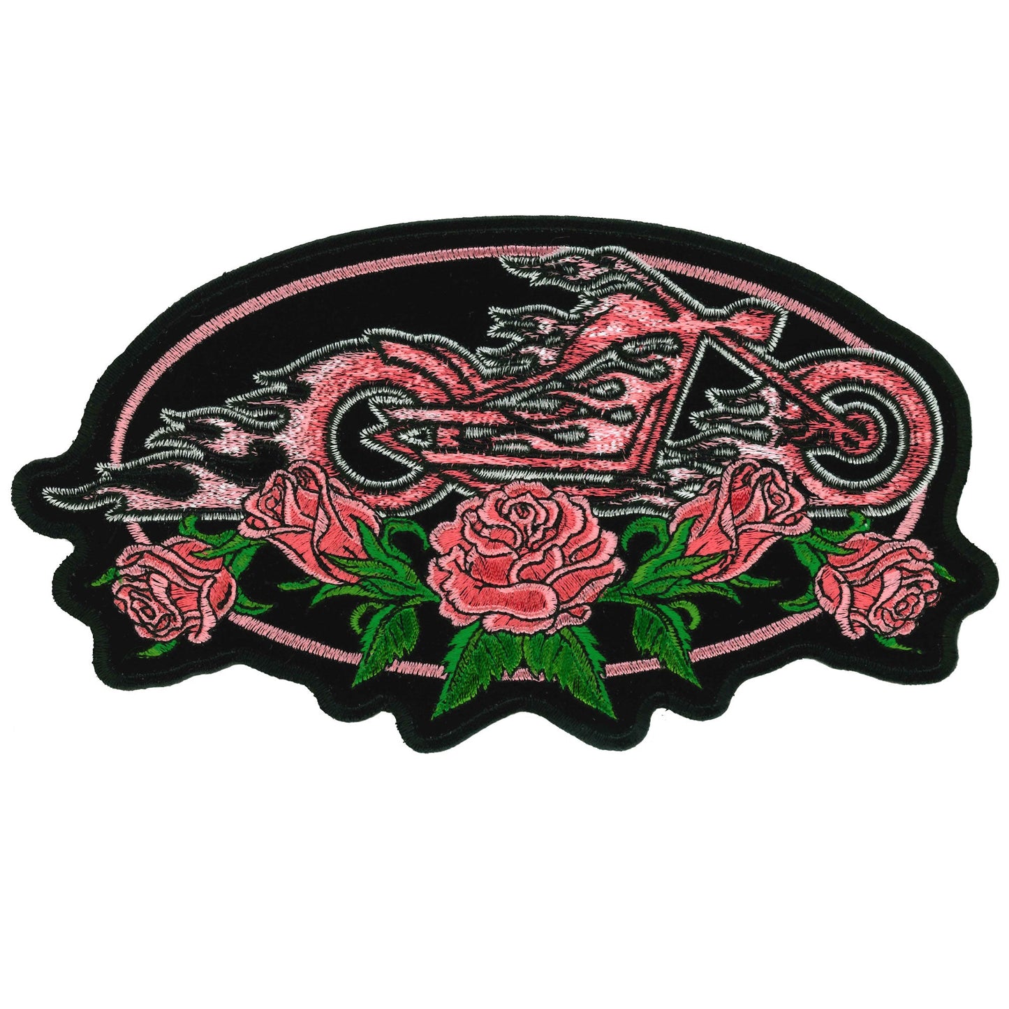 Hot Leathers Rose Oval 5 Embroidered Patch - 5" W x 3" H - Iron-On or Sew-On - PPA2092
