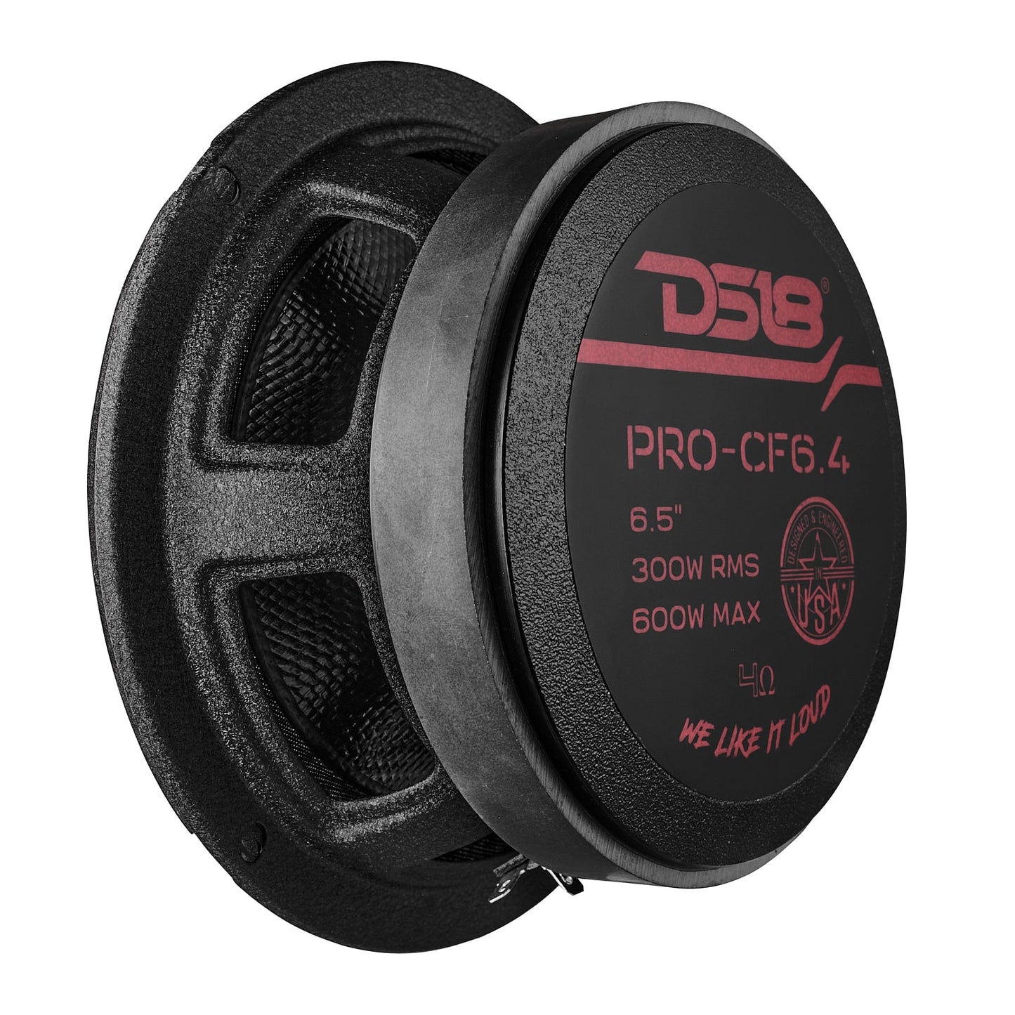 6.5” Motorcycle & Motorsports Loudspeaker With Water Resistant Carbon Fiber Cone | 4-Ohm 300W RMS