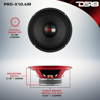 PRO-X 10" Mid-Range Loudspeaker 300 Watts Rms 4-Ohm