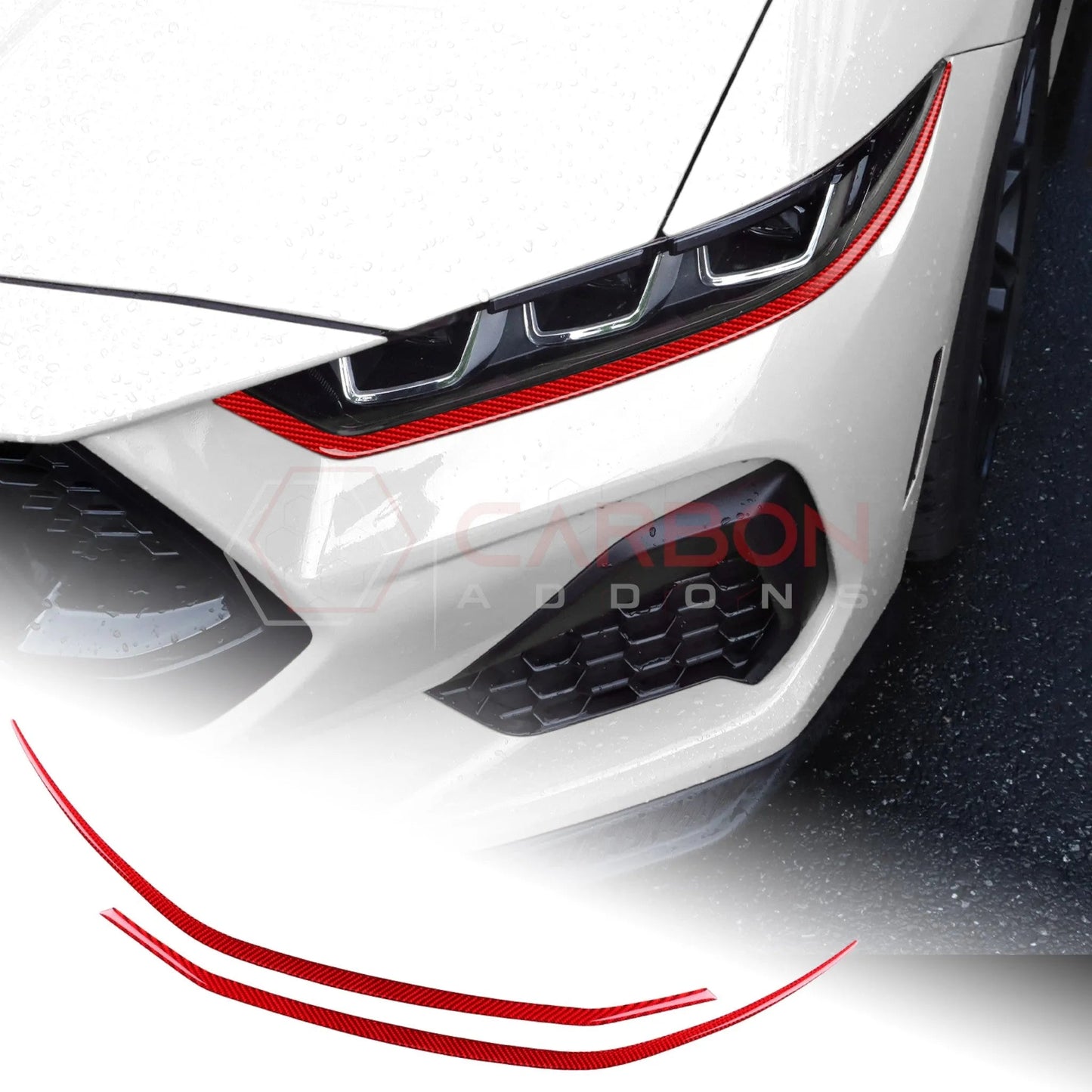 2024+ S650 Mustang Exterior Real Carbon Fiber Headlight Decorative Strip Overlay