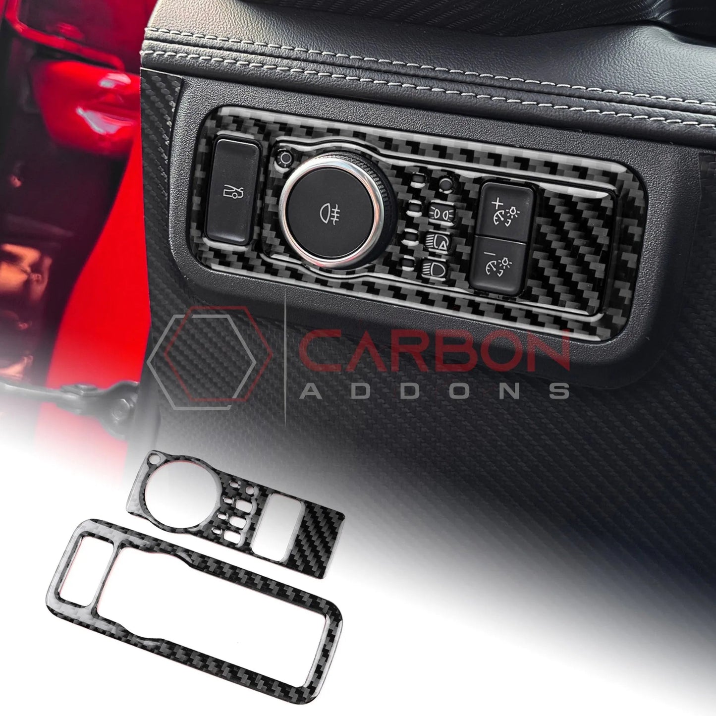 2024+ S650 Mustang Real Carbon Fiber Headlight Control Trim Overlay