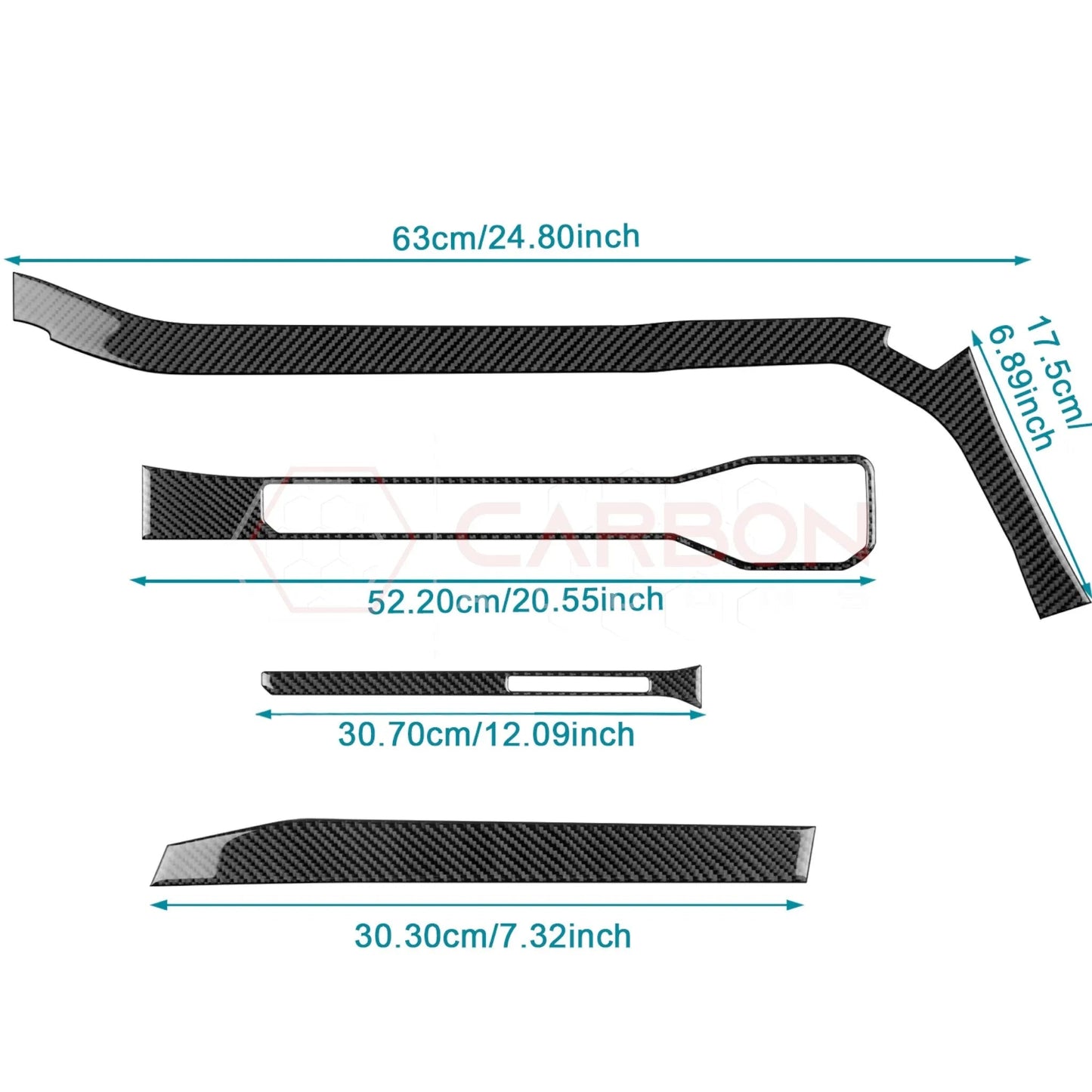 2024+ S650 Mustang Real Carbon Fiber Passenger Side Dashboard Trim Overlays