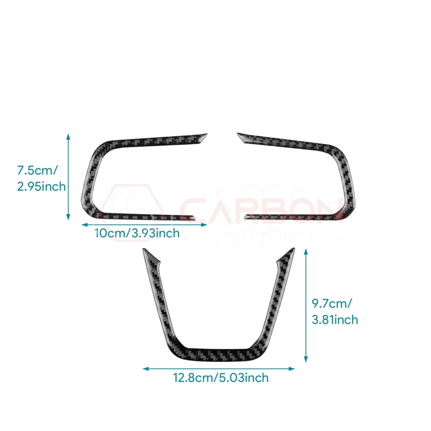 Real Carbon Fiber Steering Wheel Trim Overlays for 2024+ Ford Mustang