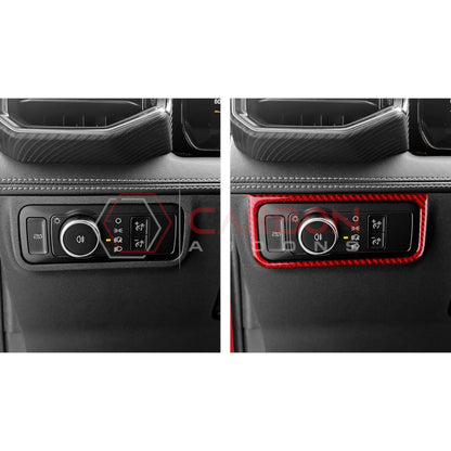 Real Carbon Fiber Headlight Control Outer Trim Overlay for 2024+ Ford Mustang