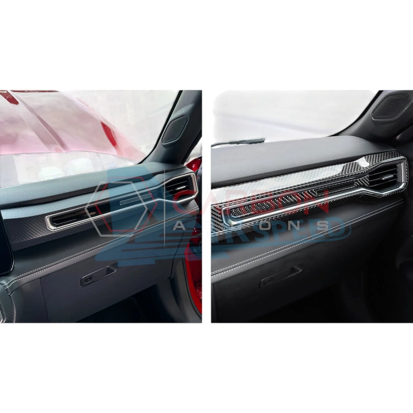 2024+ S650 Mustang Real Carbon Fiber Passenger Side Dashboard Trim Overlays