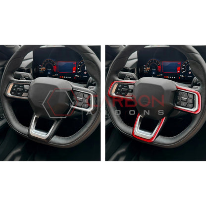 Real Carbon Fiber Steering Wheel Trim Overlays for 2024+ Ford Mustang