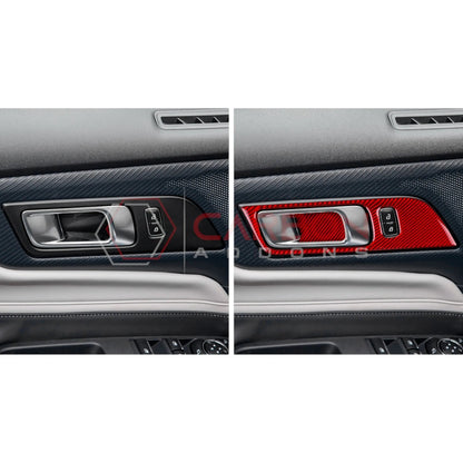 Real Carbon Fiber Interior Door Handle Trim Overlay for 2024+ Ford Mustang