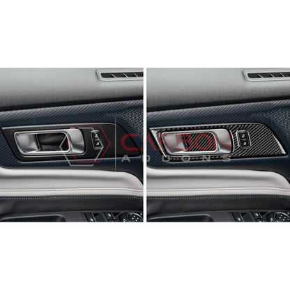 Real Carbon Fiber Interior Door Handle Trim Overlay for 2024+ Ford Mustang
