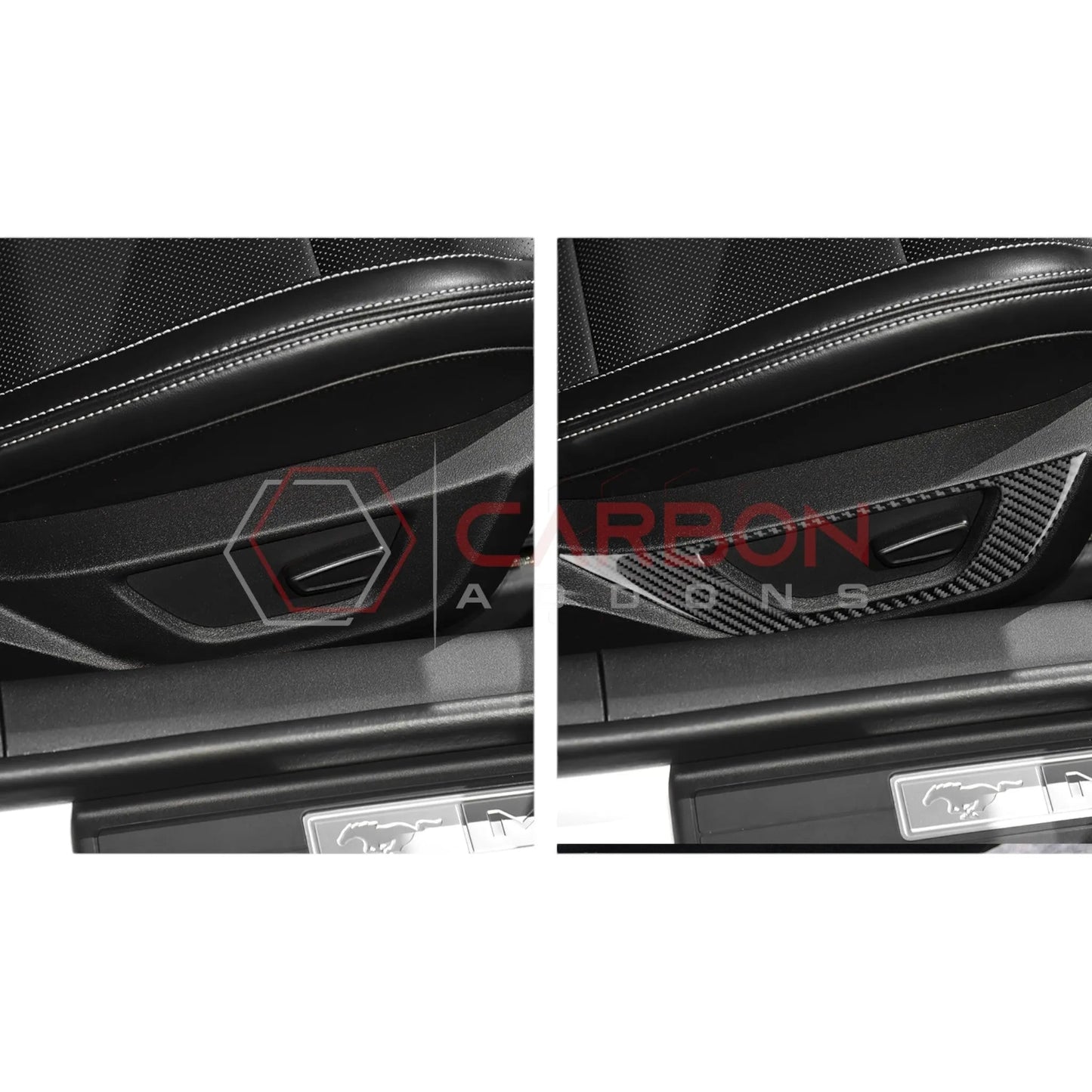 2024+ S650 Mustang Real Carbon Fiber Seat Control Outer Trim Overlay