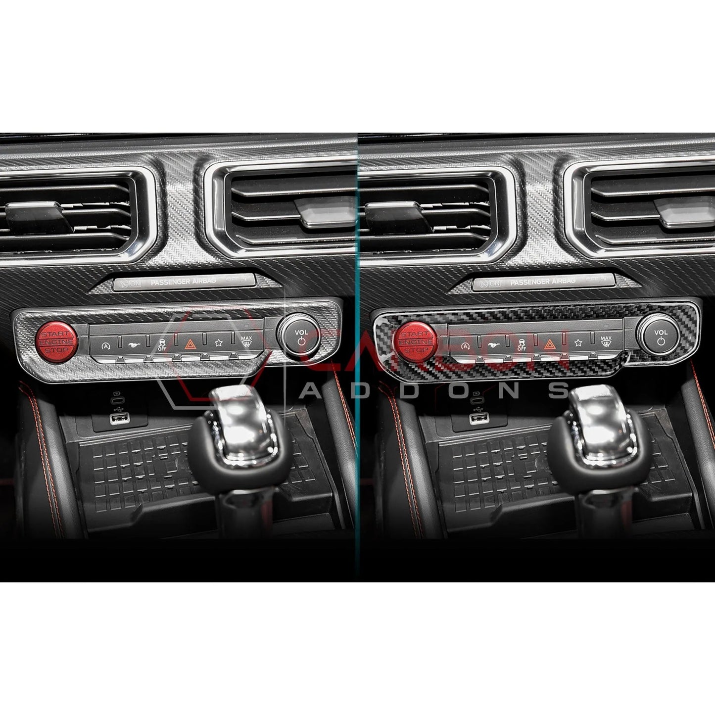 2024+ S650 Mustang Hard Carbon Fiber Radio Dash Button Control Trim Cover