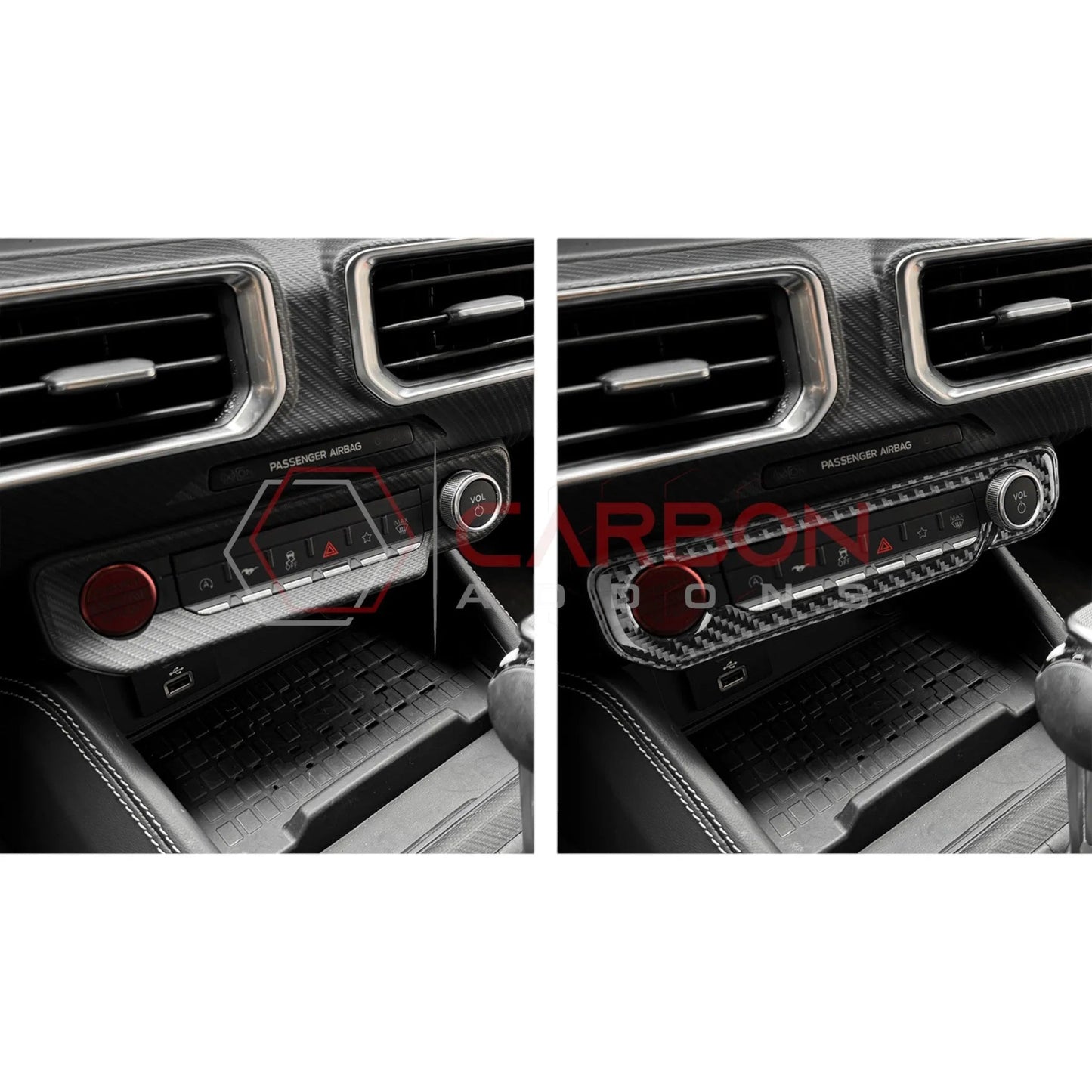 2024+ S650 Mustang Real Carbon Fiber Start and Control Button Trim Overlay