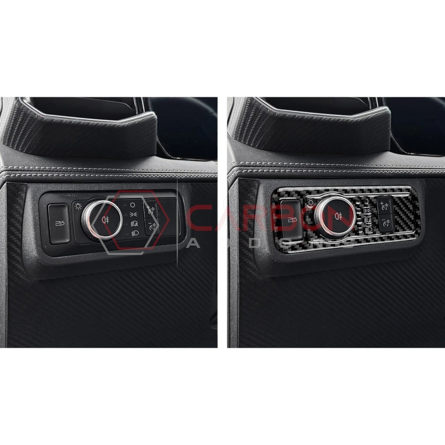 2024+ S650 Mustang Real Carbon Fiber Headlight Control Trim Overlay