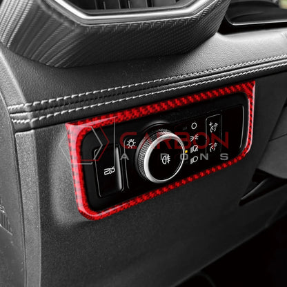 Real Carbon Fiber Headlight Control Outer Trim Overlay for 2024+ Ford Mustang