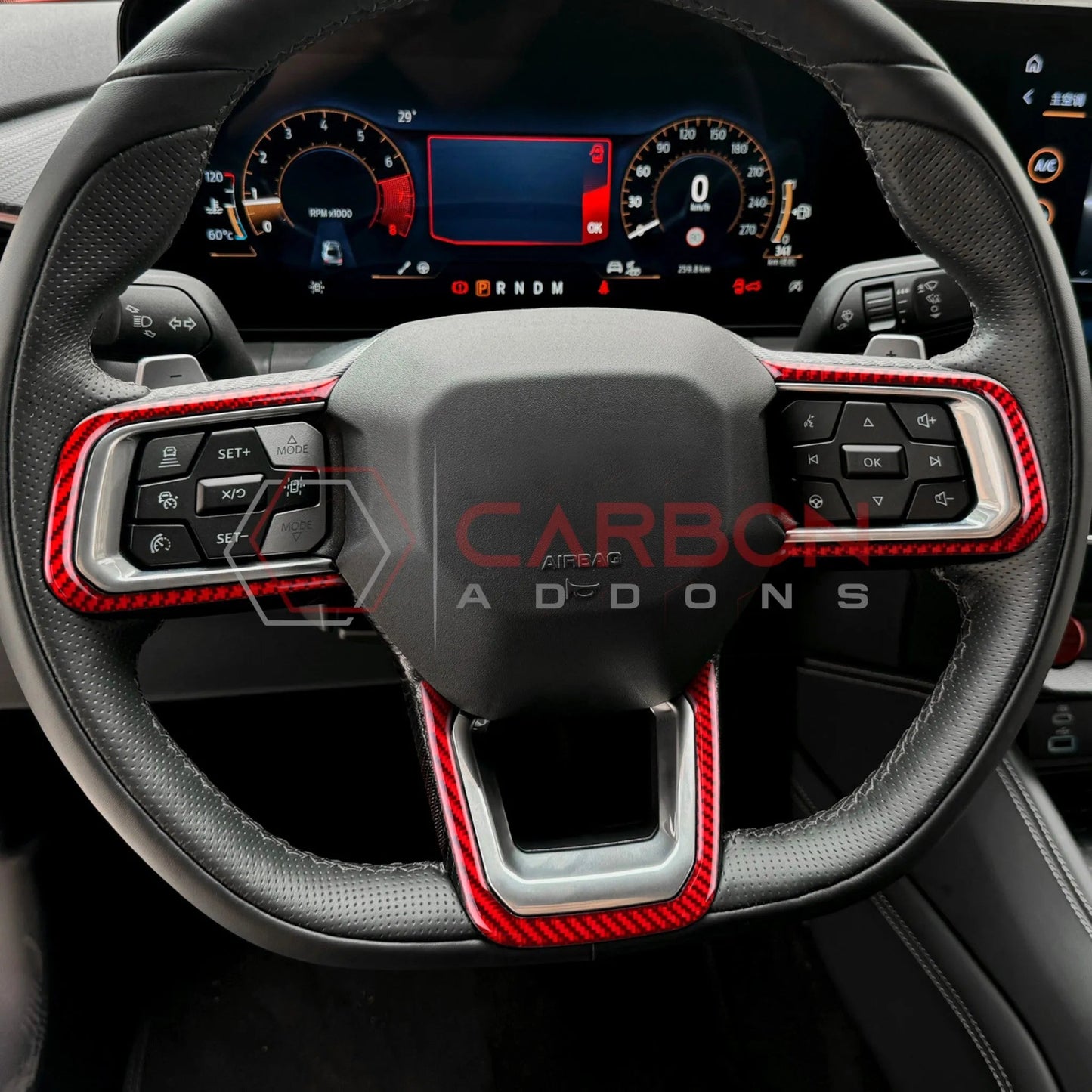 Real Carbon Fiber Steering Wheel Trim Overlays for 2024+ Ford Mustang