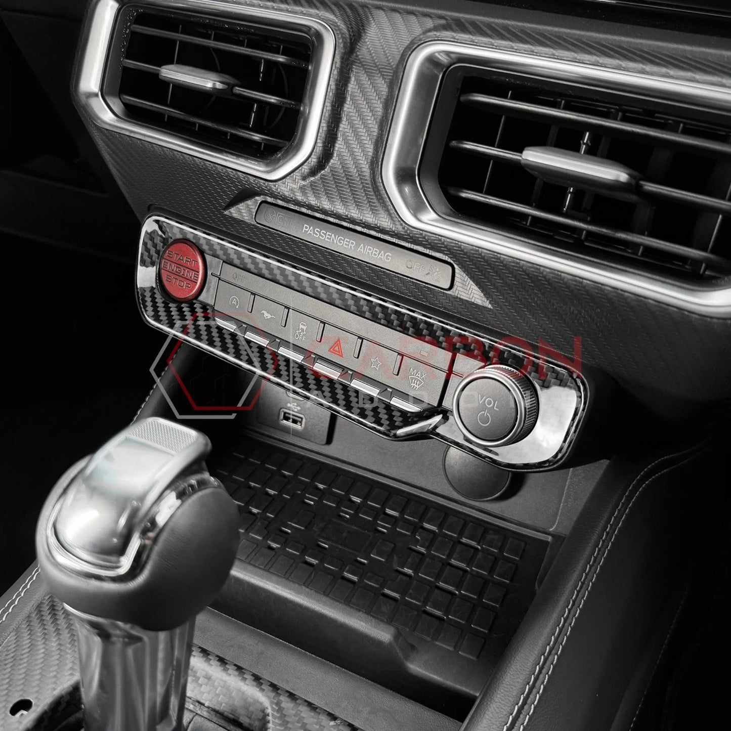 2024+ S650 Mustang Hard Carbon Fiber Radio Dash Button Control Trim Cover