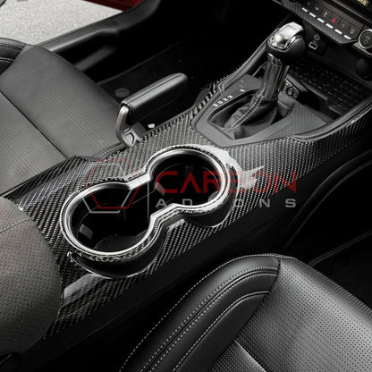 Real Carbon Fiber Center Console Overlay for 2024+ Ford Mustang