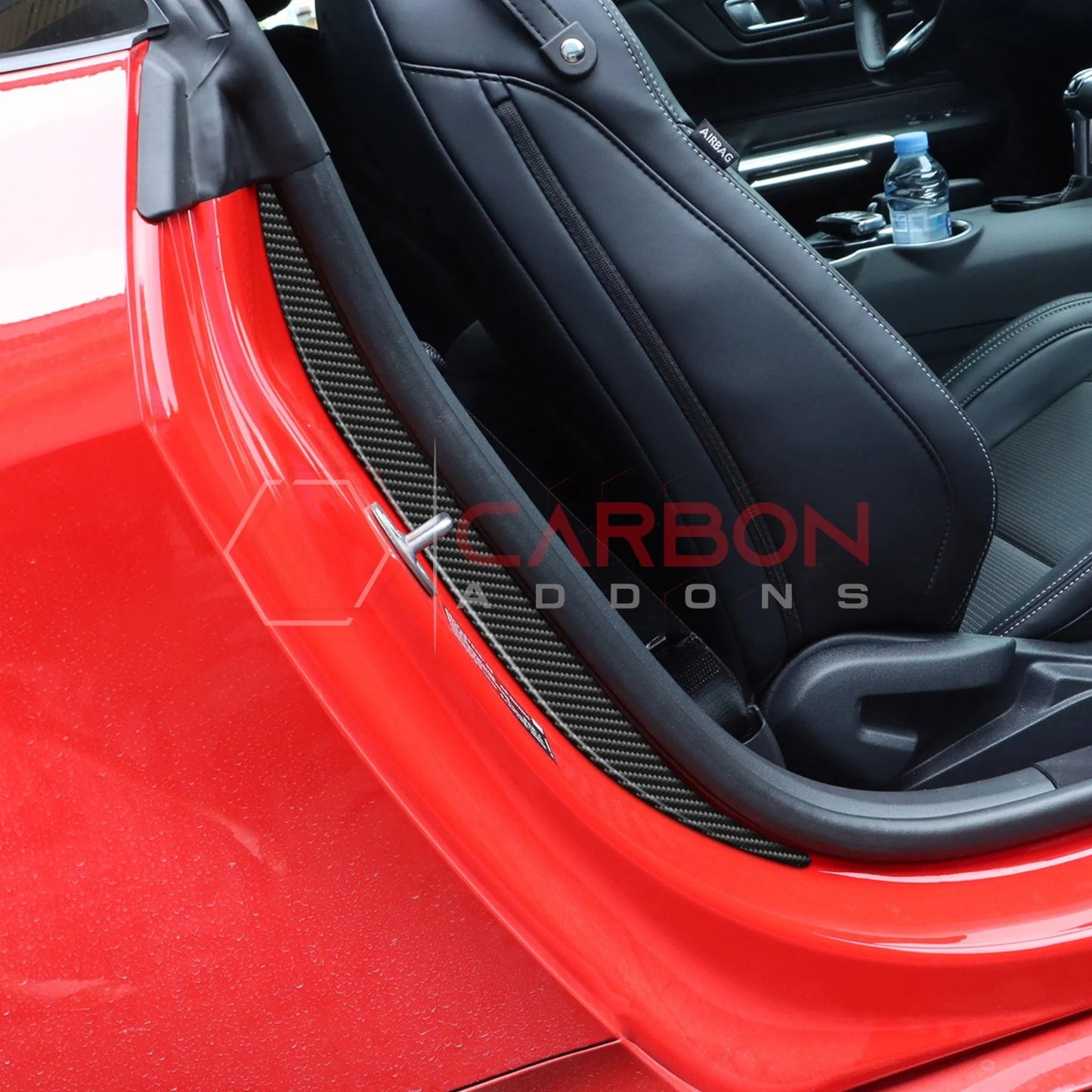 2024+ S650 Mustang Real Carbon Fiber Door Jam Trim Overlays