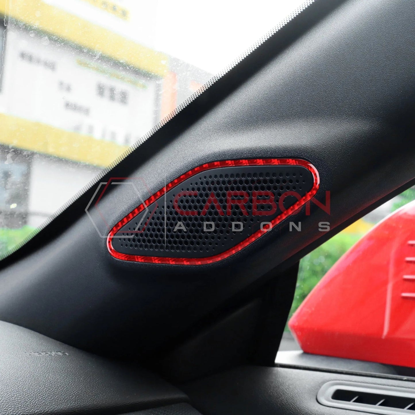 2024+ S650 Mustang Real Carbon Fiber A Pillar Speaker Trim Overlay