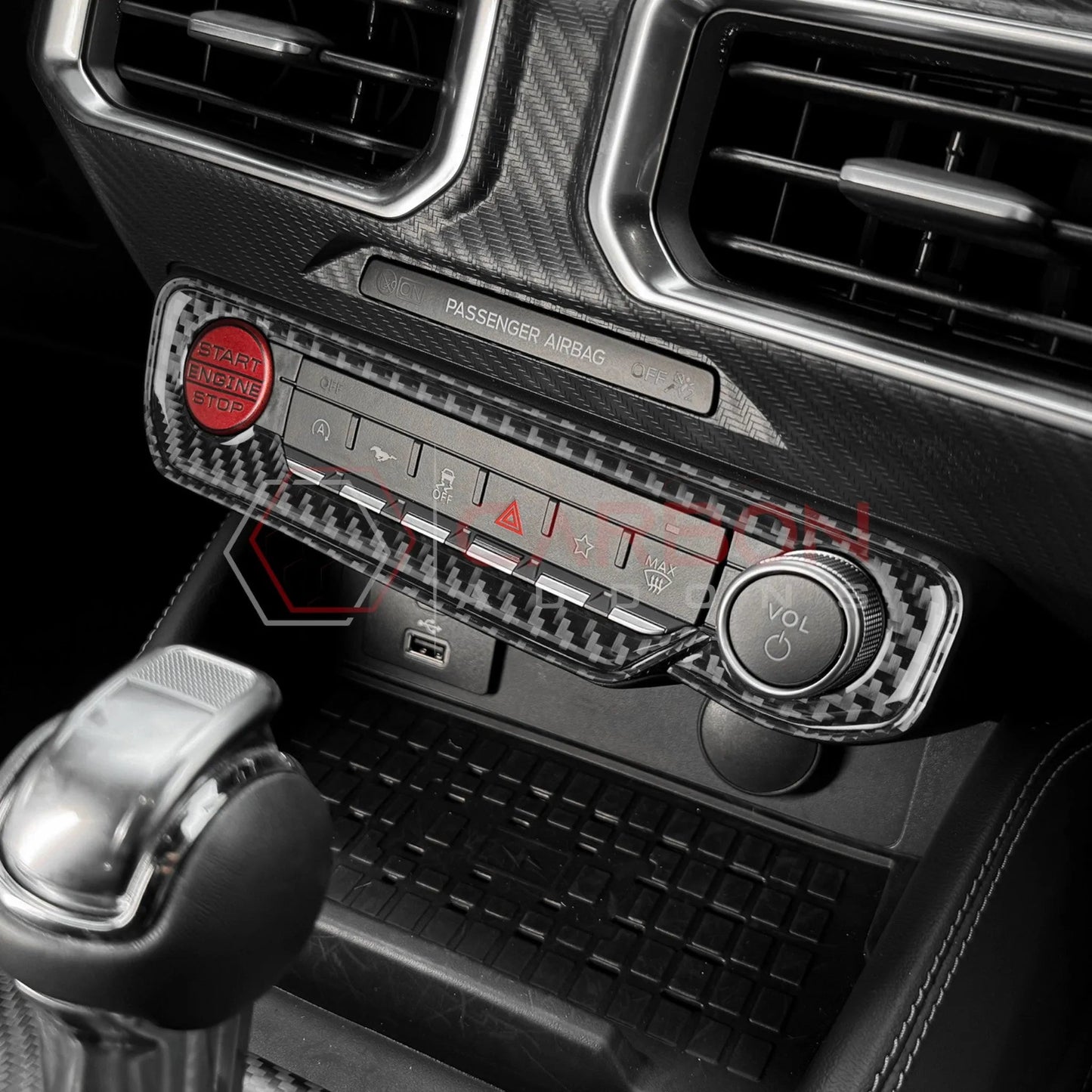 2024+ S650 Mustang Real Carbon Fiber Start and Control Button Trim Overlay