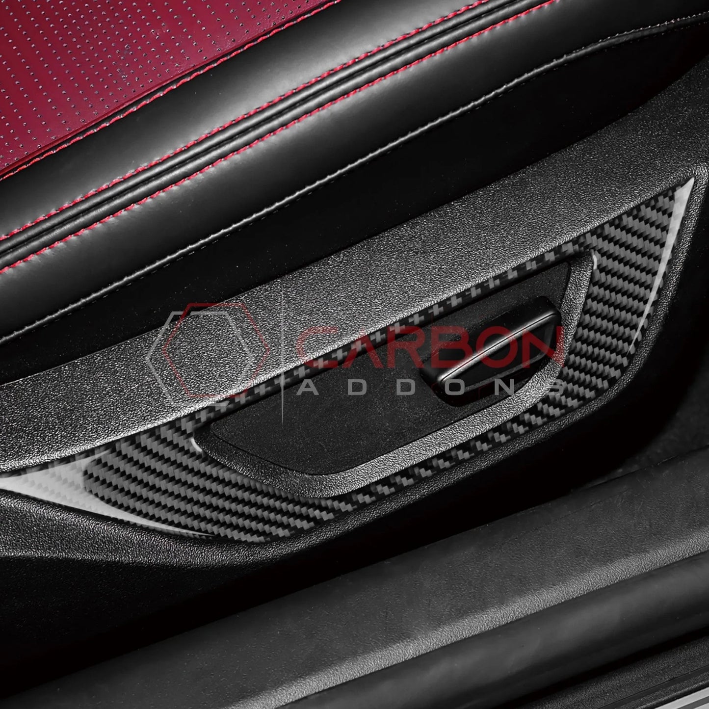 2024+ S650 Mustang Real Carbon Fiber Seat Control Outer Trim Overlay