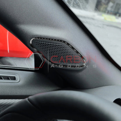 2024+ S650 Mustang Real Carbon Fiber A Pillar Speaker Trim Overlay