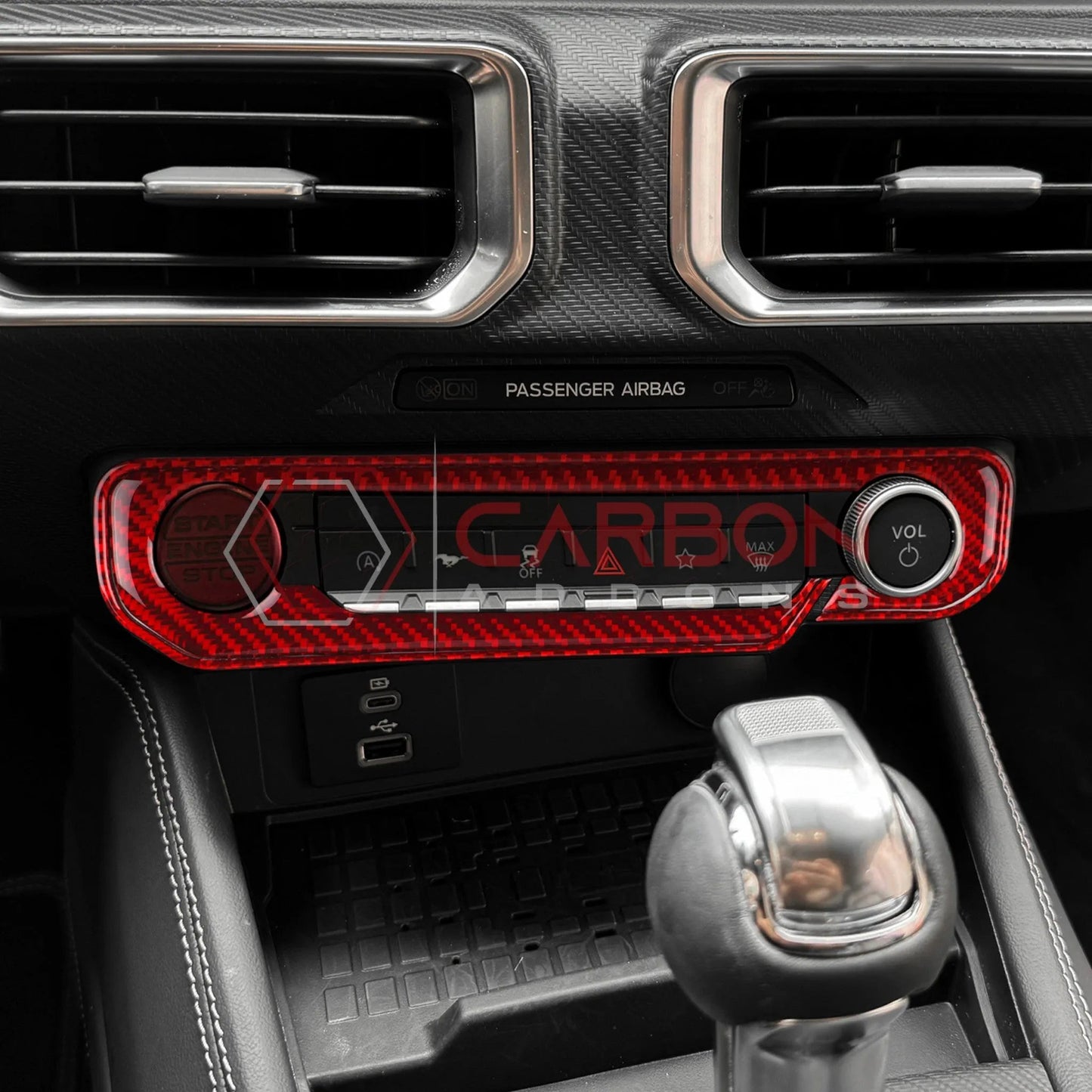 2024+ S650 Mustang Real Carbon Fiber Start and Control Button Trim Overlay