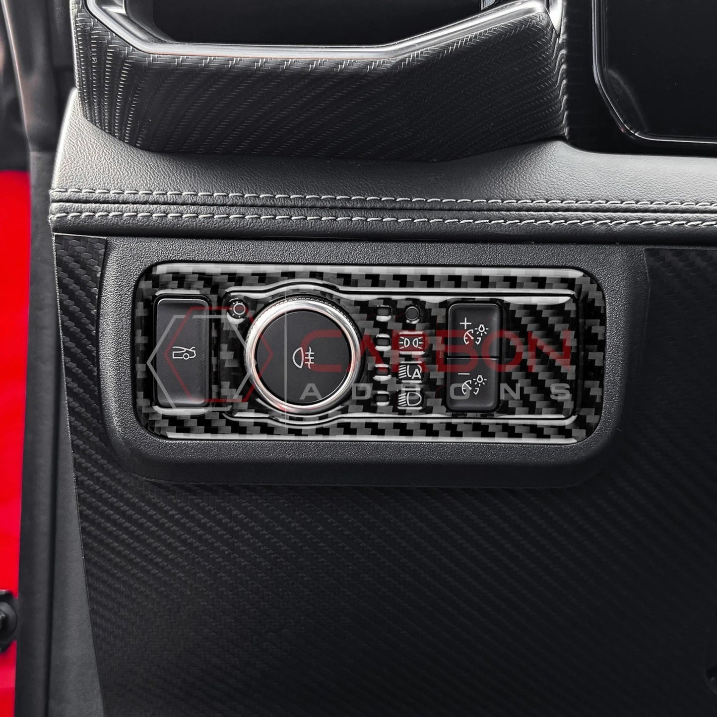 2024+ S650 Mustang Real Carbon Fiber Headlight Control Trim Overlay