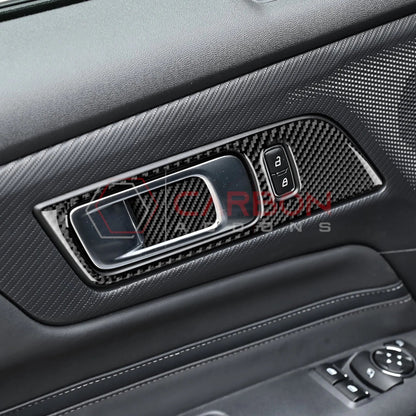 Real Carbon Fiber Interior Door Handle Trim Overlay for 2024+ Ford Mustang