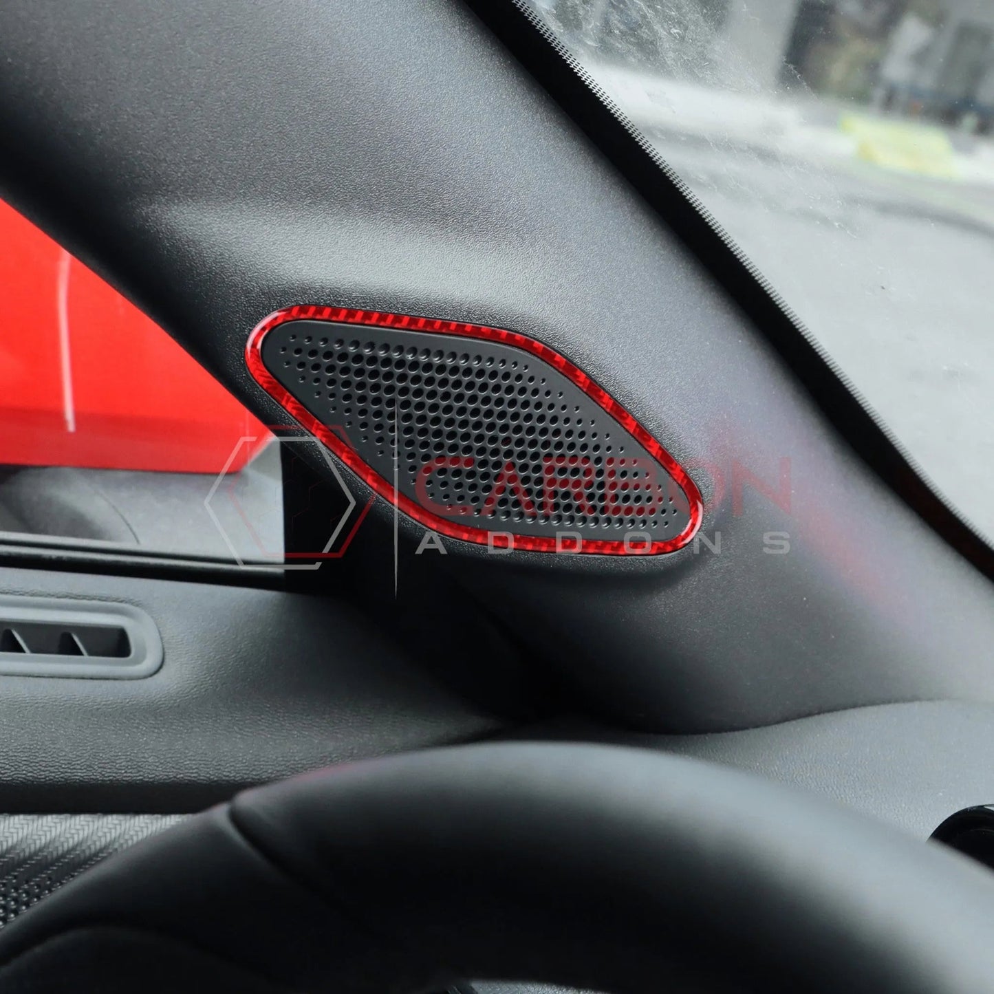 2024+ S650 Mustang Real Carbon Fiber A Pillar Speaker Trim Overlay