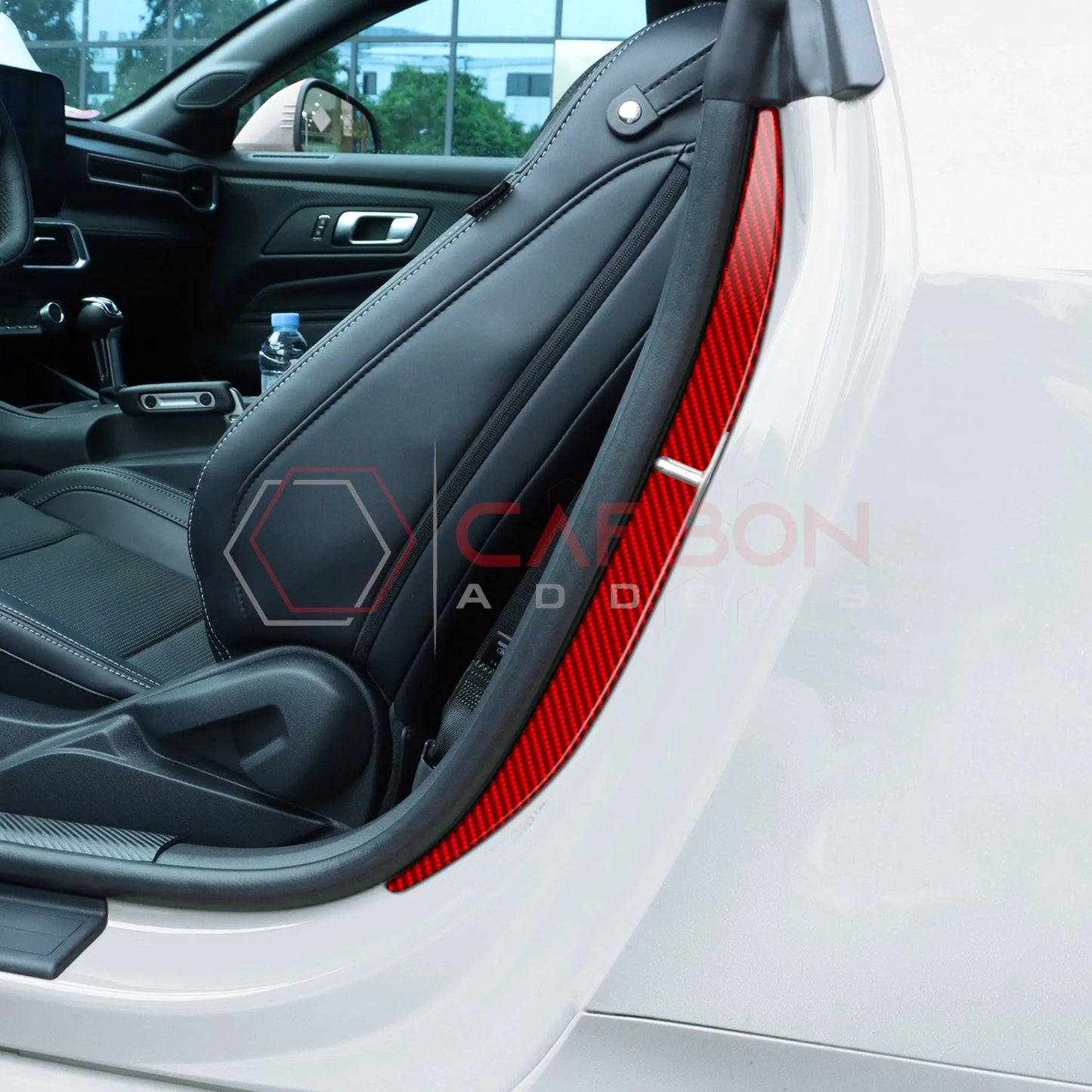 2024+ S650 Mustang Real Carbon Fiber Door Jam Trim Overlays