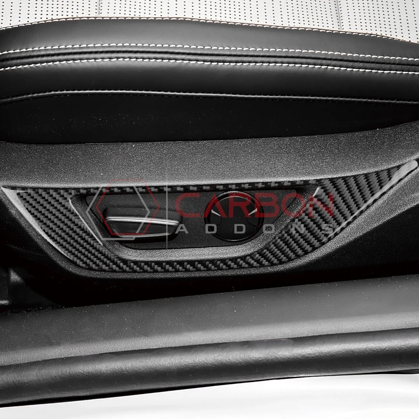 2024+ S650 Mustang Real Carbon Fiber Seat Control Outer Trim Overlay