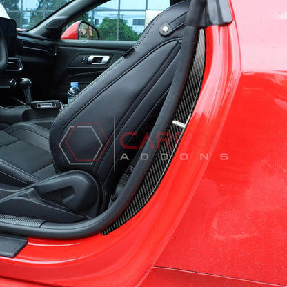 2024+ S650 Mustang Real Carbon Fiber Door Jam Trim Overlays