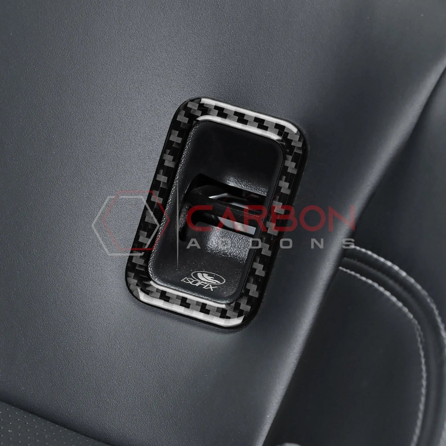 Real Carbon Fiber Rear Child Seat Anchor Trim Overlay for 2024+ Ford Mustang