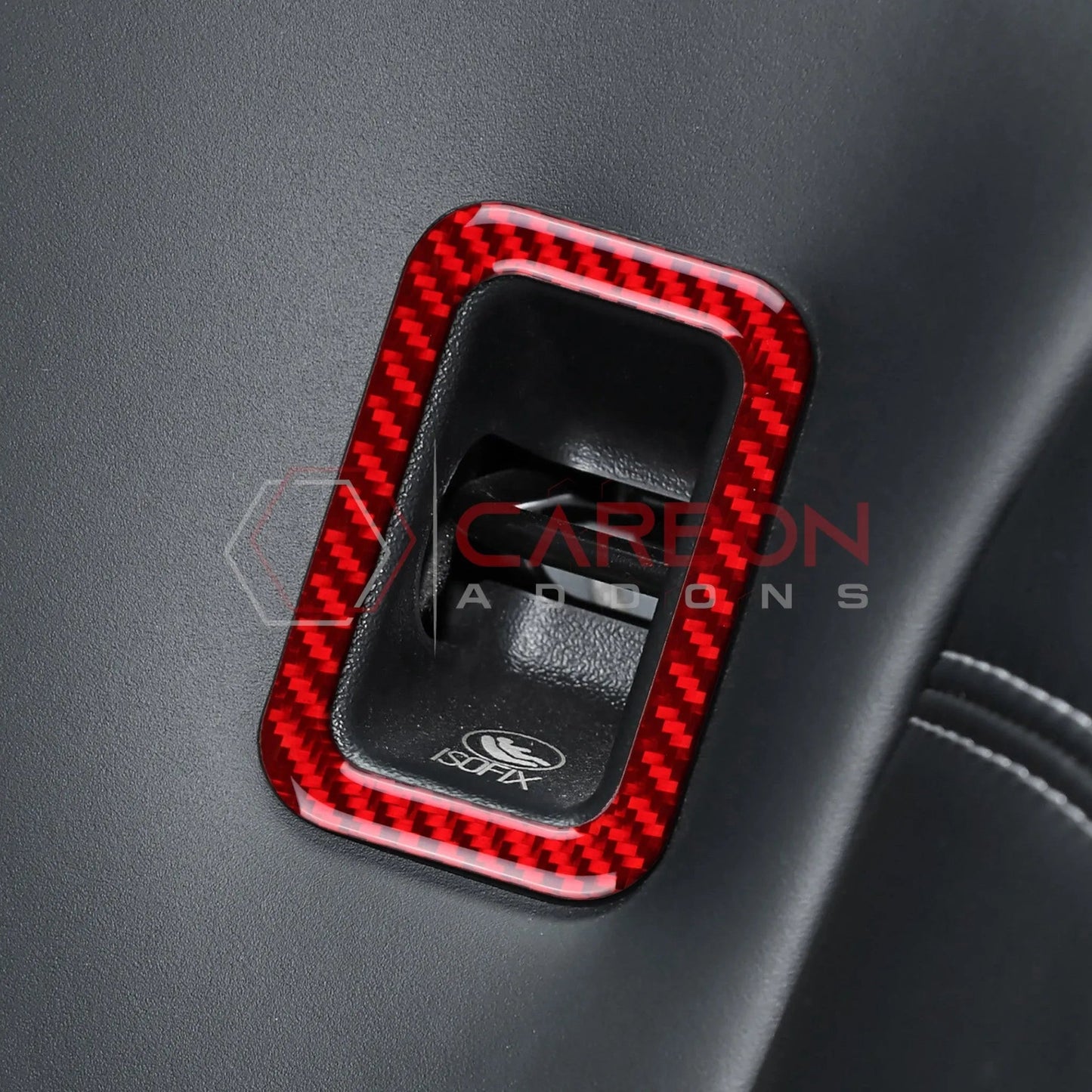 Real Carbon Fiber Rear Child Seat Anchor Trim Overlay for 2024+ Ford Mustang