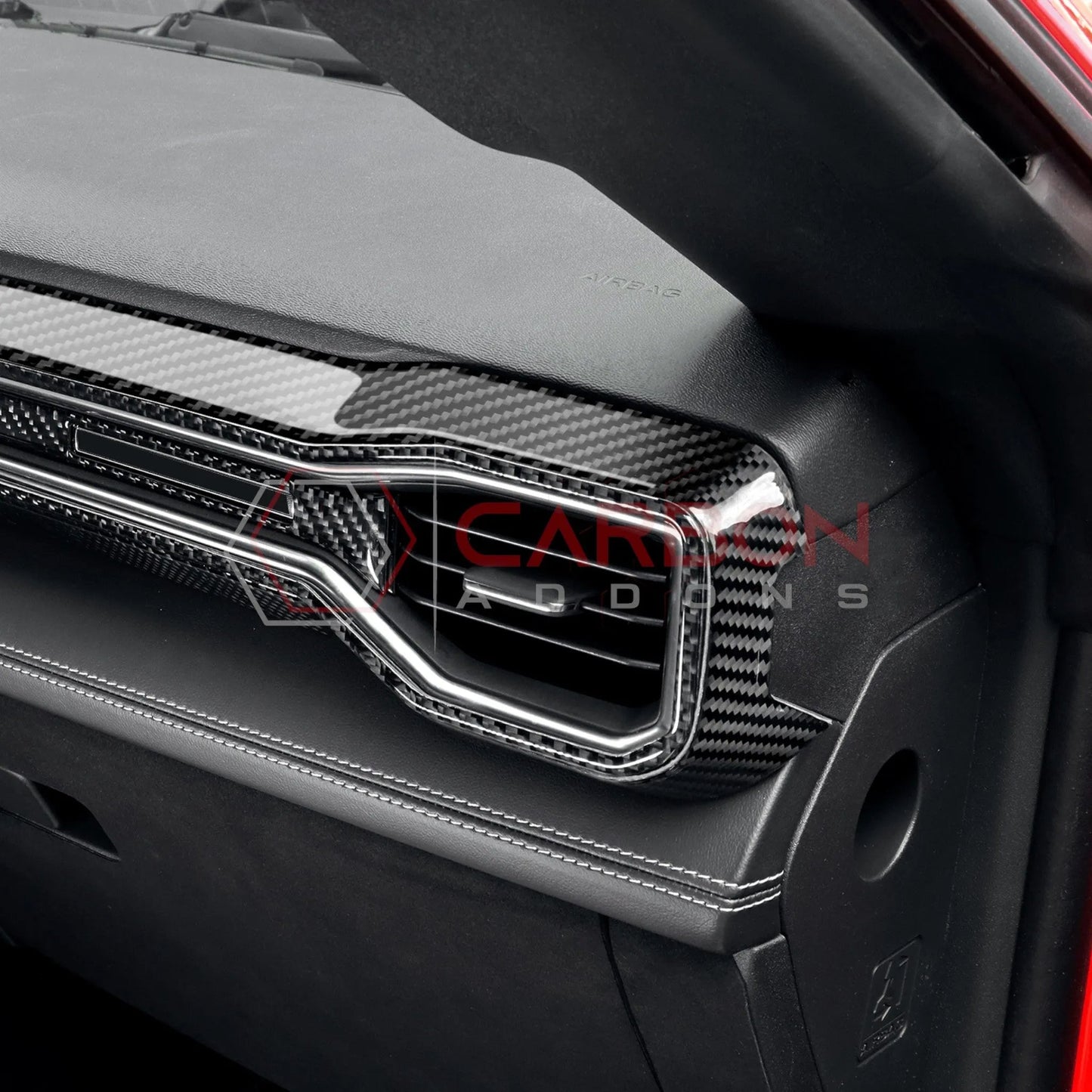 2024+ S650 Mustang Real Carbon Fiber Passenger Side Dashboard Trim Overlays