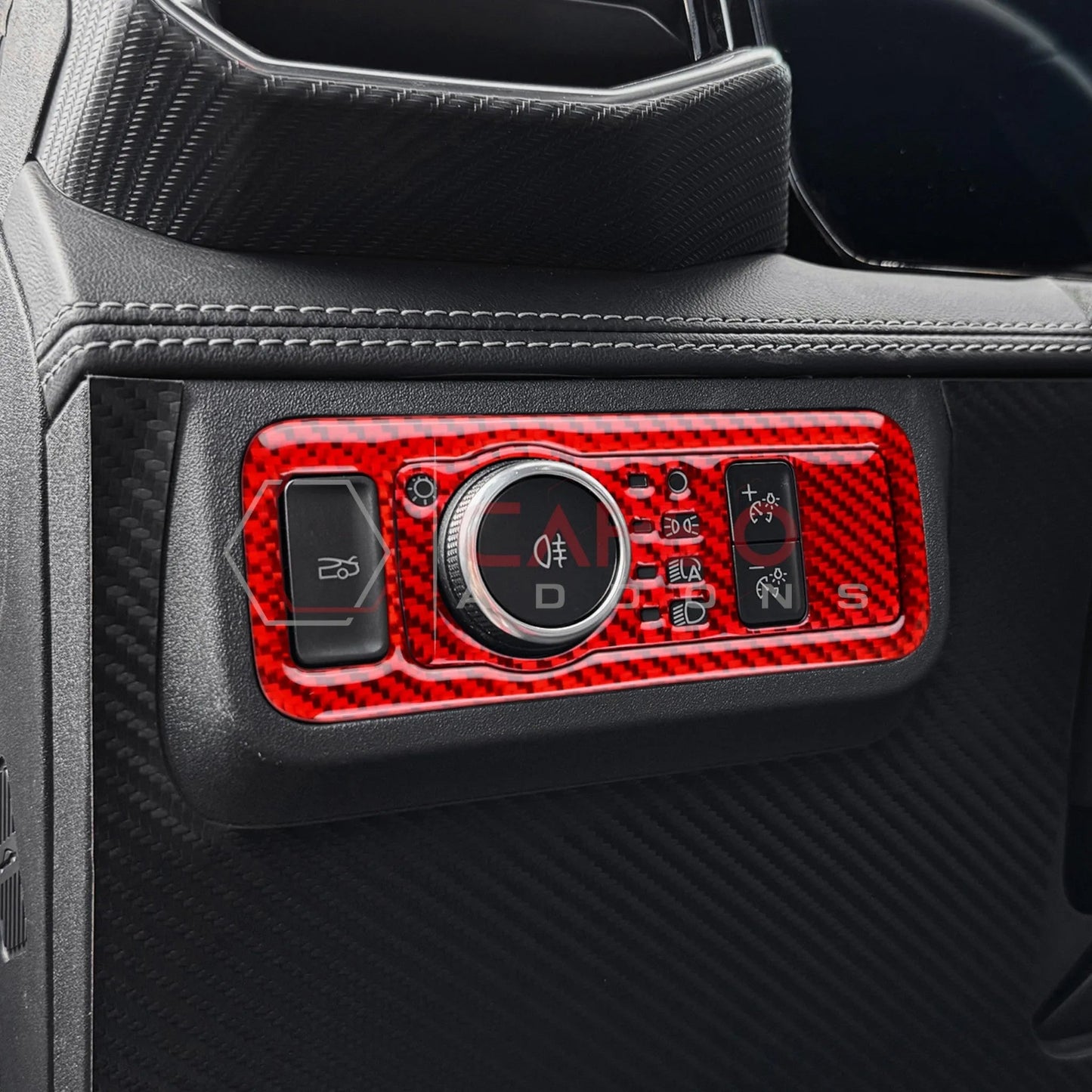 2024+ S650 Mustang Real Carbon Fiber Headlight Control Trim Overlay