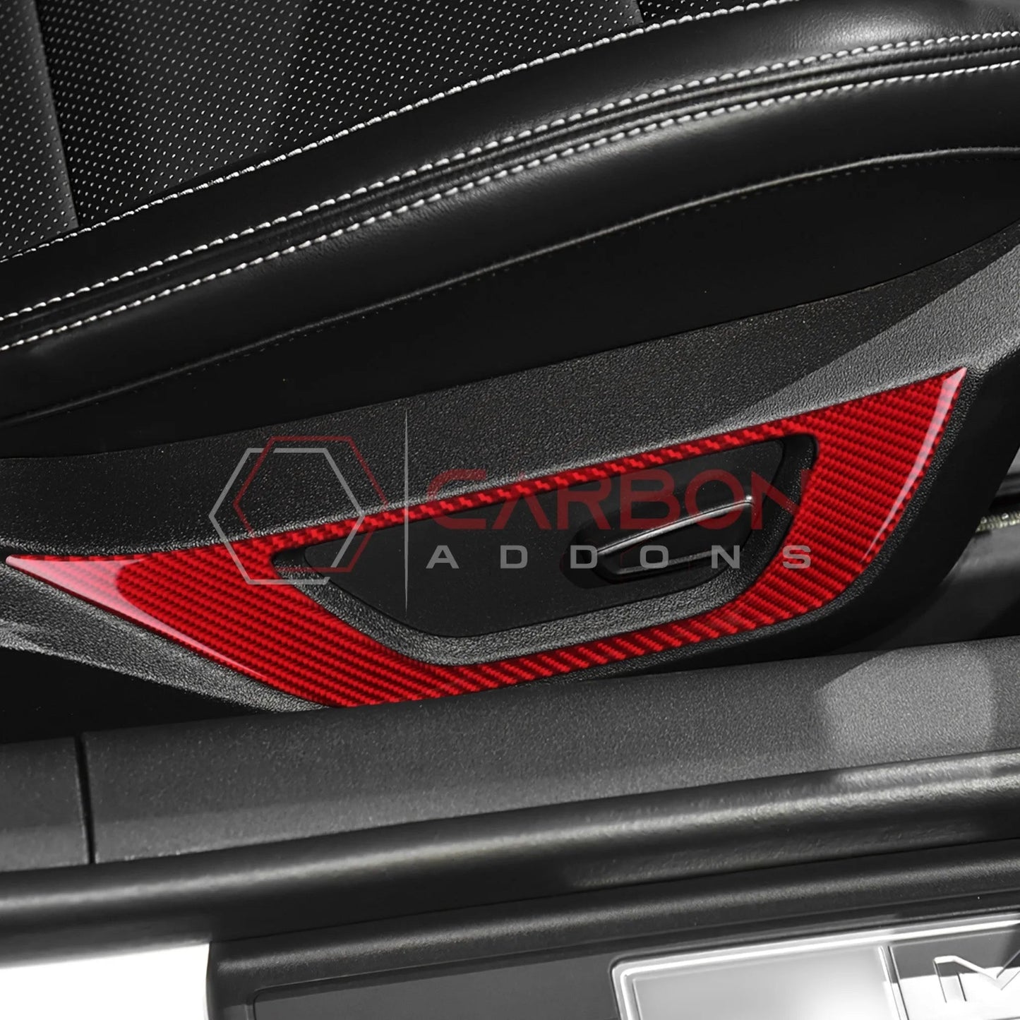 2024+ S650 Mustang Real Carbon Fiber Seat Control Outer Trim Overlay