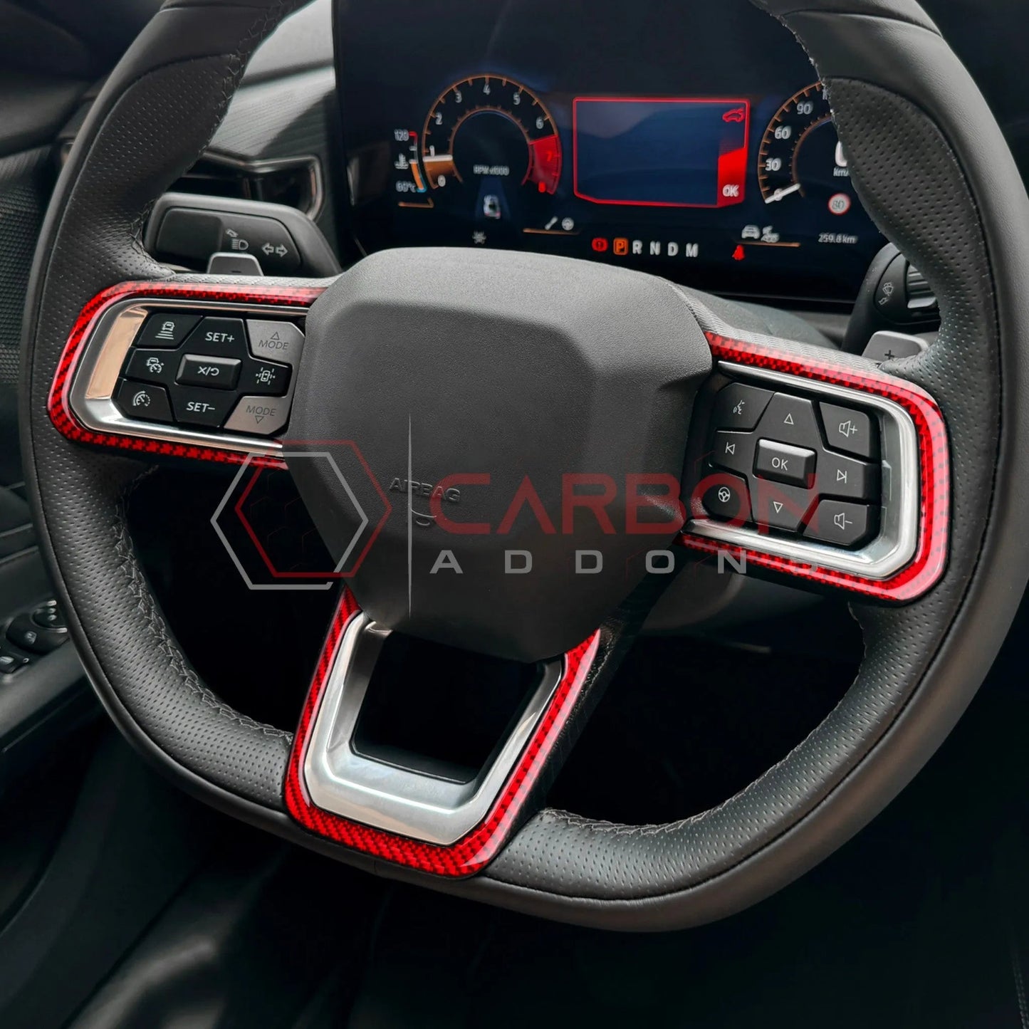 Real Carbon Fiber Steering Wheel Trim Overlays for 2024+ Ford Mustang