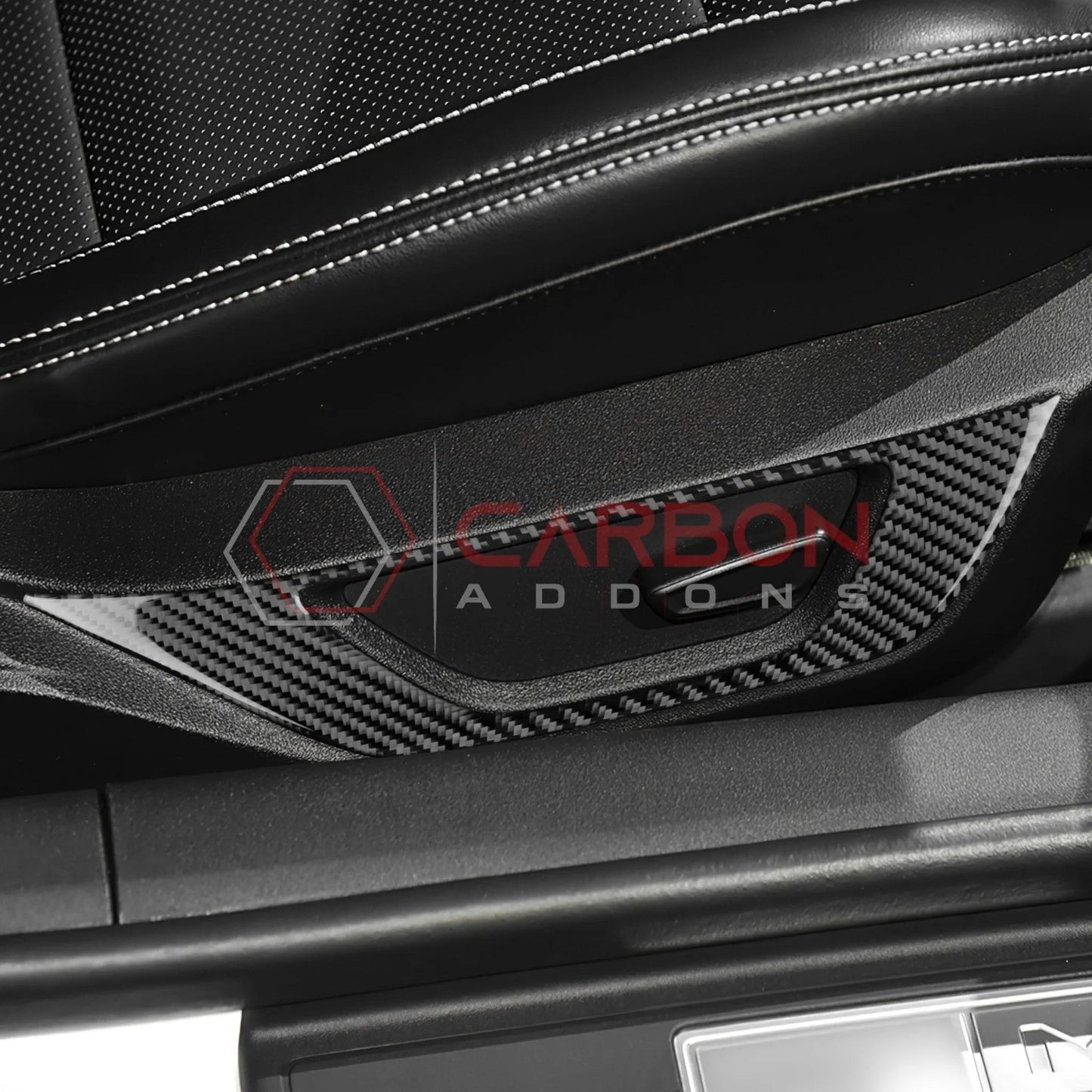 2024+ S650 Mustang Real Carbon Fiber Seat Control Outer Trim Overlay