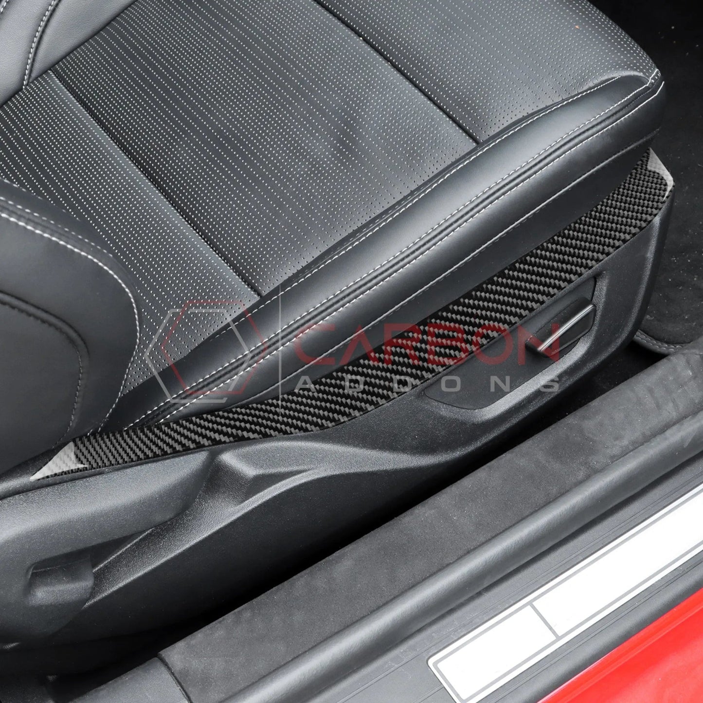 2024+ S650 Mustang Real Carbon Fiber Seat Control Upper Trim Overlay